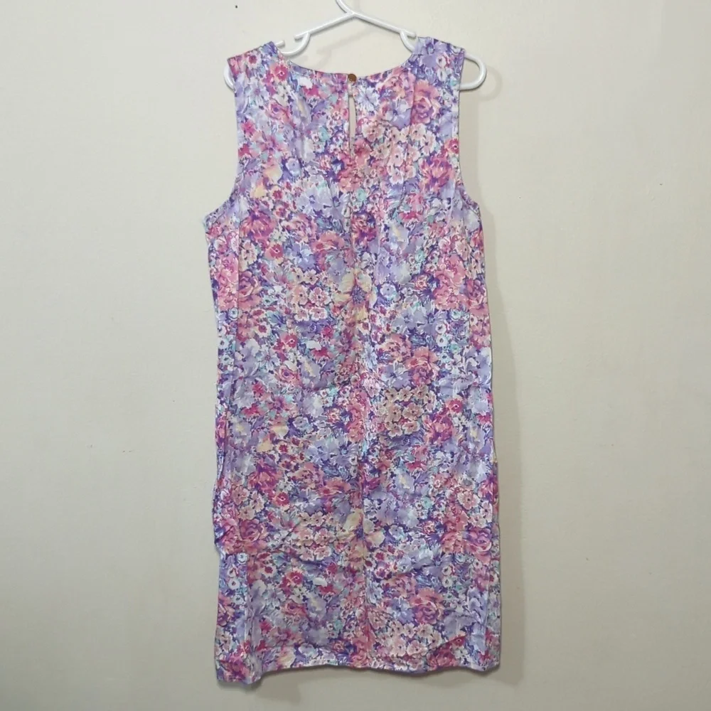 Crown & Ivy Floral Sleeveless Dress with Lace Detail 100% Cotton Girls Size 12